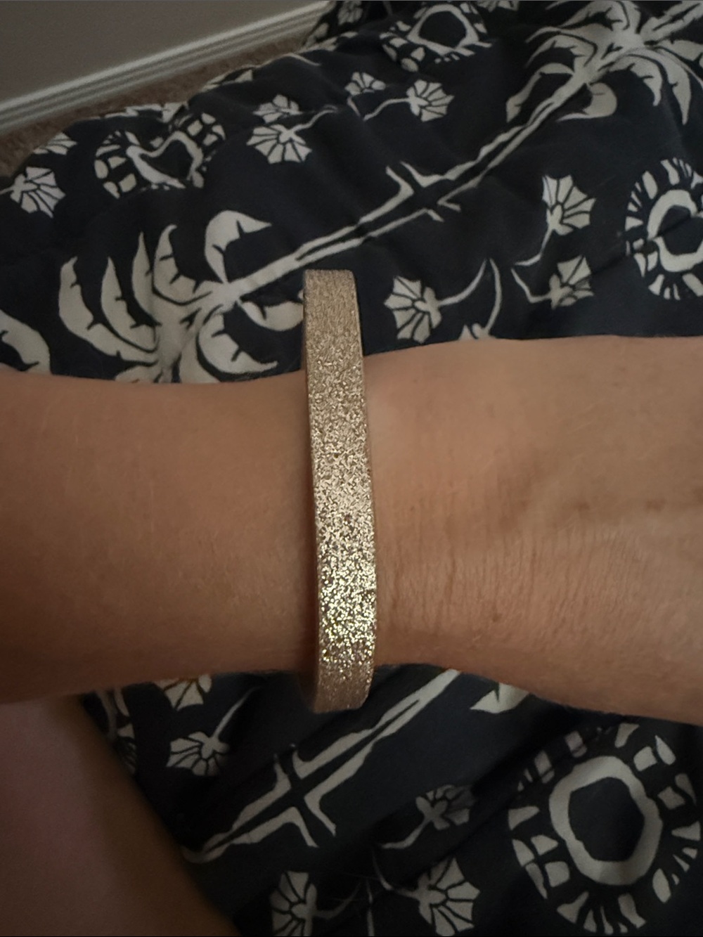 J. Crew Glitter Slim Bangle Leather Bracelet in Gold